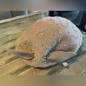 1940s/50s Grey Wool Hat with Beading